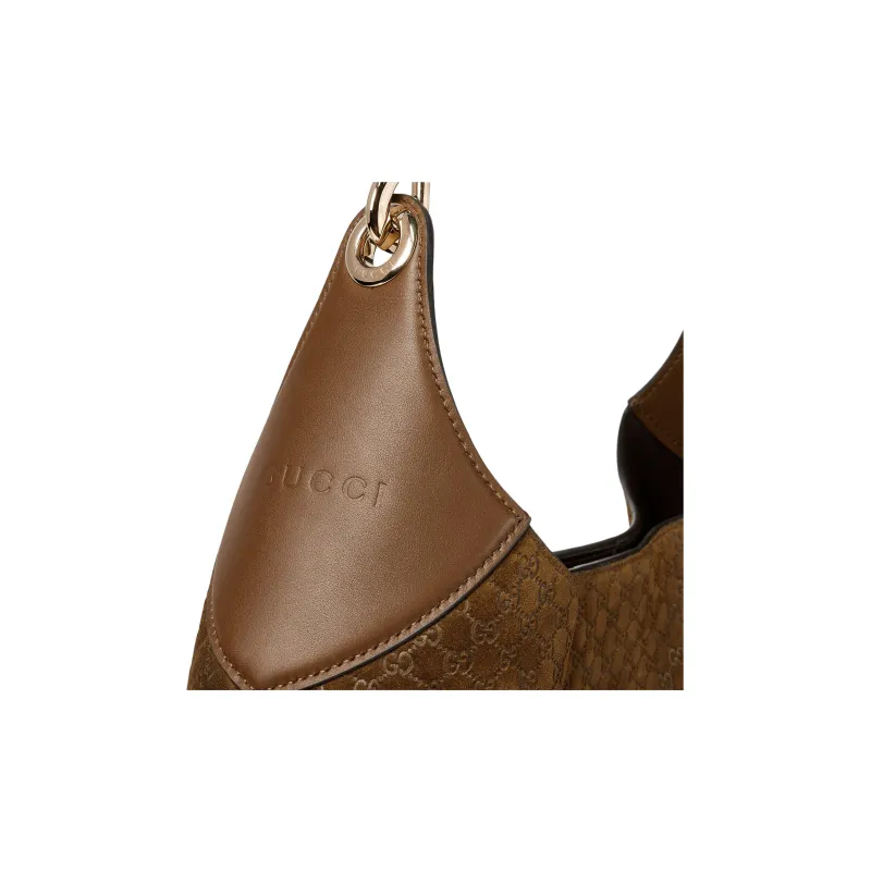 GUCCI Suede Shoulder Bag Tubas Women's Brown-6