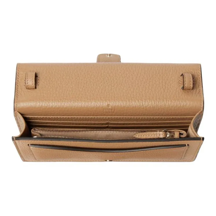 GUCCI Dionysus Grain Leather Wallet, Shoulder Bag Women's Beige-4