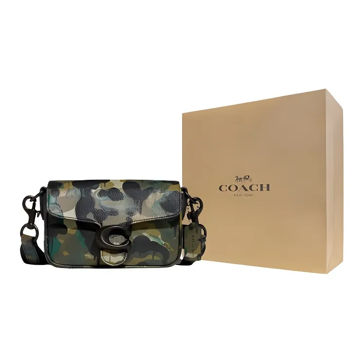 COACH Soft Tabby Soft Polished Pebbled Cow Leather Crossbody Bag, Shoulder Bag Women's Camouflage Green-6