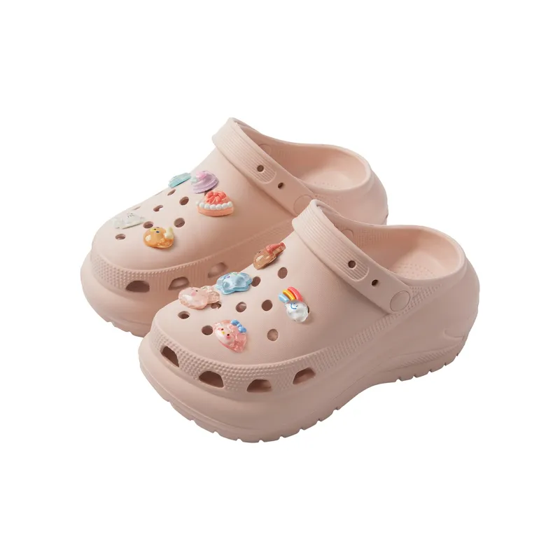 Warm Edge Fashion Closed Toe Slippers For Women's Summer Girlish Thick Sole Height Increasing Cartoon Cute Clogs Office-3