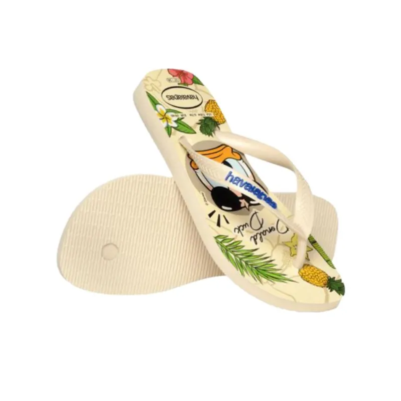Disney x Havaianas Rubber Sole Abrasion Resistant Flip Flops Women's Beige Green-6