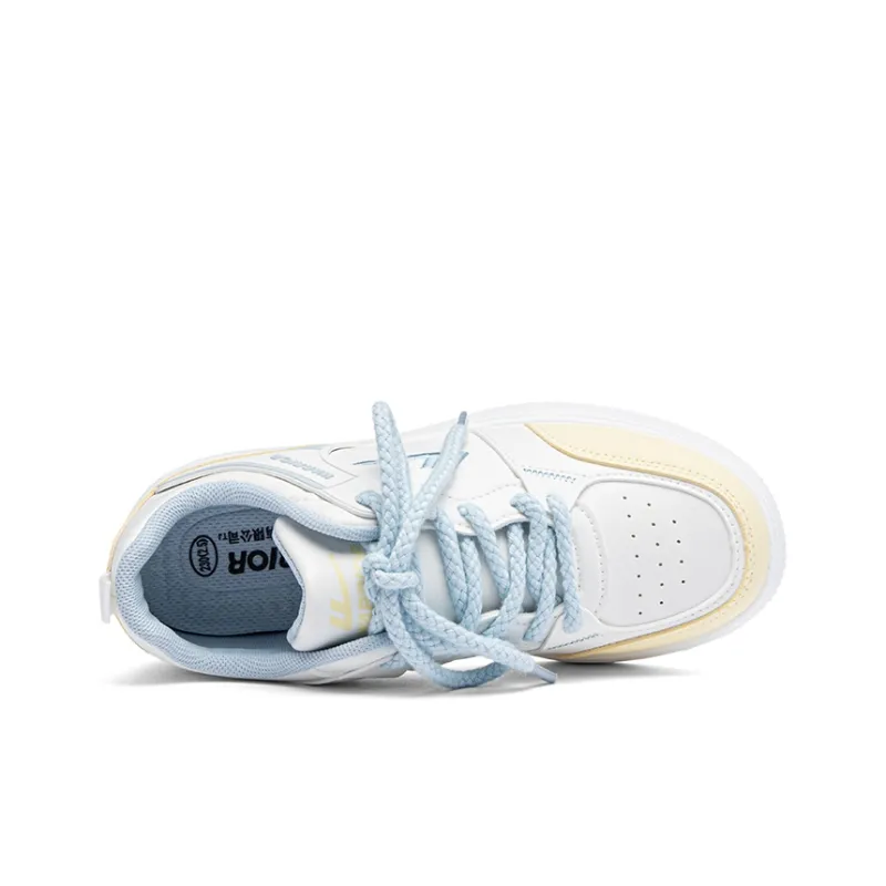Warrior Anti Slip Wear Resistant Low Top Skateboard Shoes Women's White Yellow Blue-3