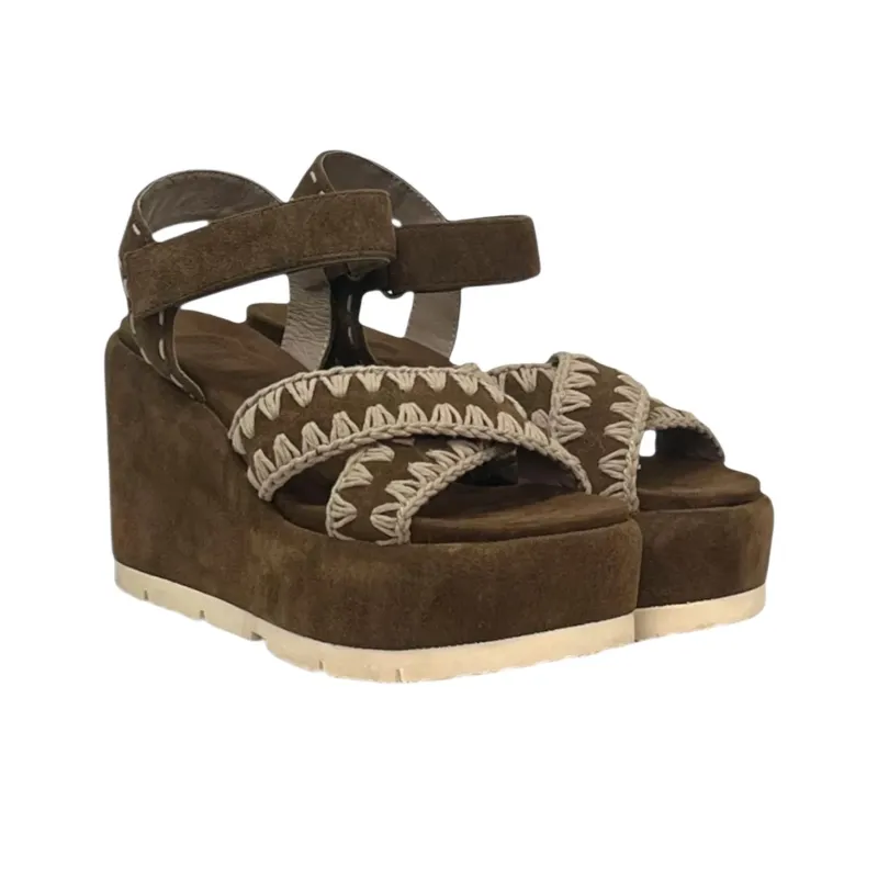 MOU One Strap Sandals Women's Dark Brown-1