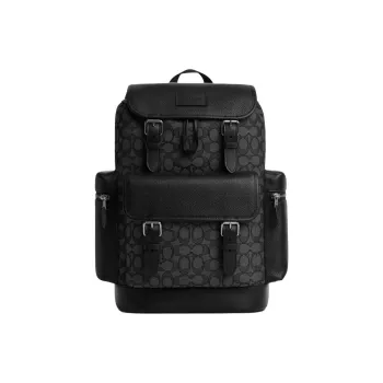 COACH Sprint Leather With Calfskin Backpack Tubas Men's Black
