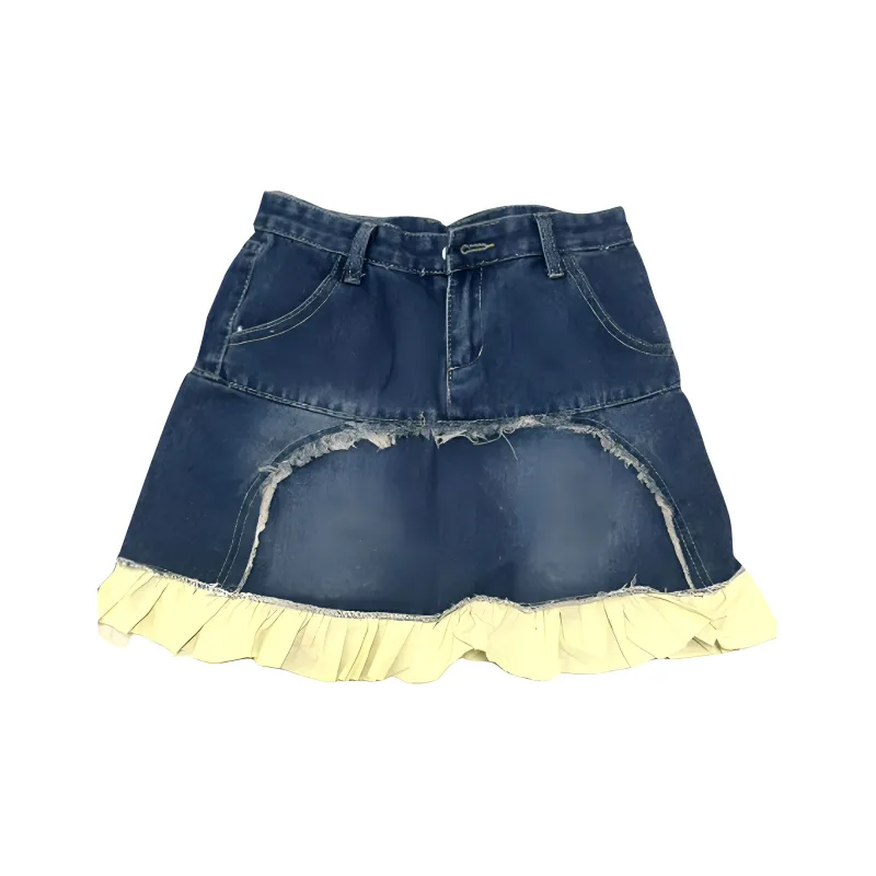 TELENT Denim Short Skirts Women's Dark Blue-0