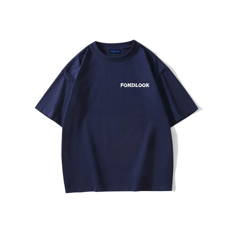 FONDLOOK T Shirts Unisex Navy Blue-1