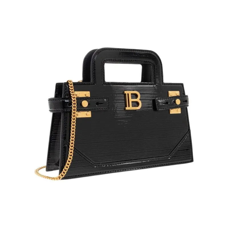 BALMAIN B BUZZ Leather Shoulder Bag Crossbody Bag Handbag Small Size Women's Black-1