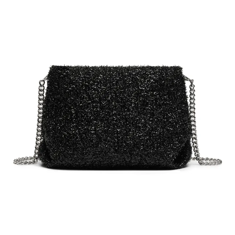 Staccato Fabric Messenger Bag, Shoulder Bag Women's Chanel Inspired Black-2