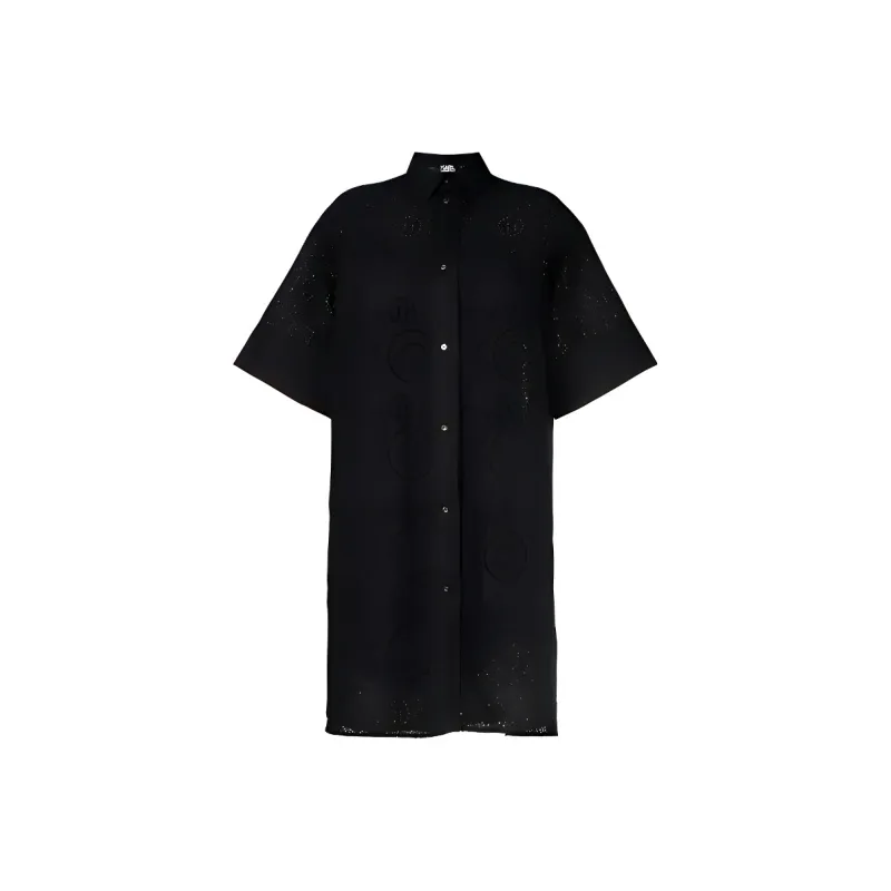 KARL LAGERFELD Short Sleeved Dress Women's Black-0