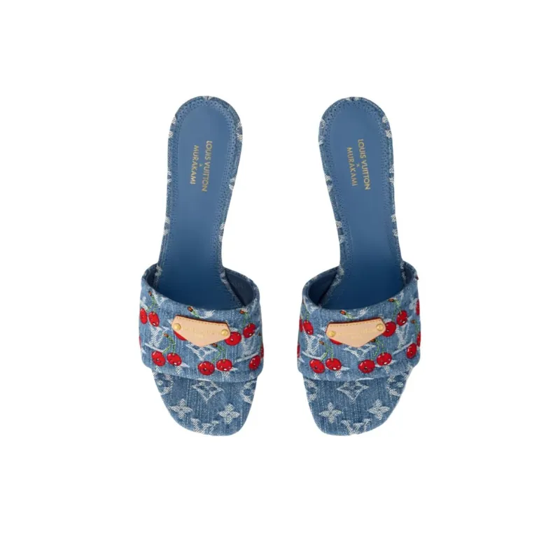 Takashi Murakami x LOUIS VUITTON Lily Abrasion Resistant Slide Slippers 5.5cm Women's Blue-3