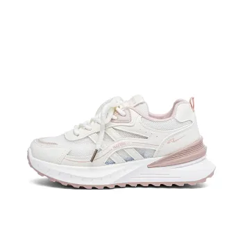 RENBEN Shock Absorbers Slip Resistant Breathable Low Top Casual Shoes Women's Pink White