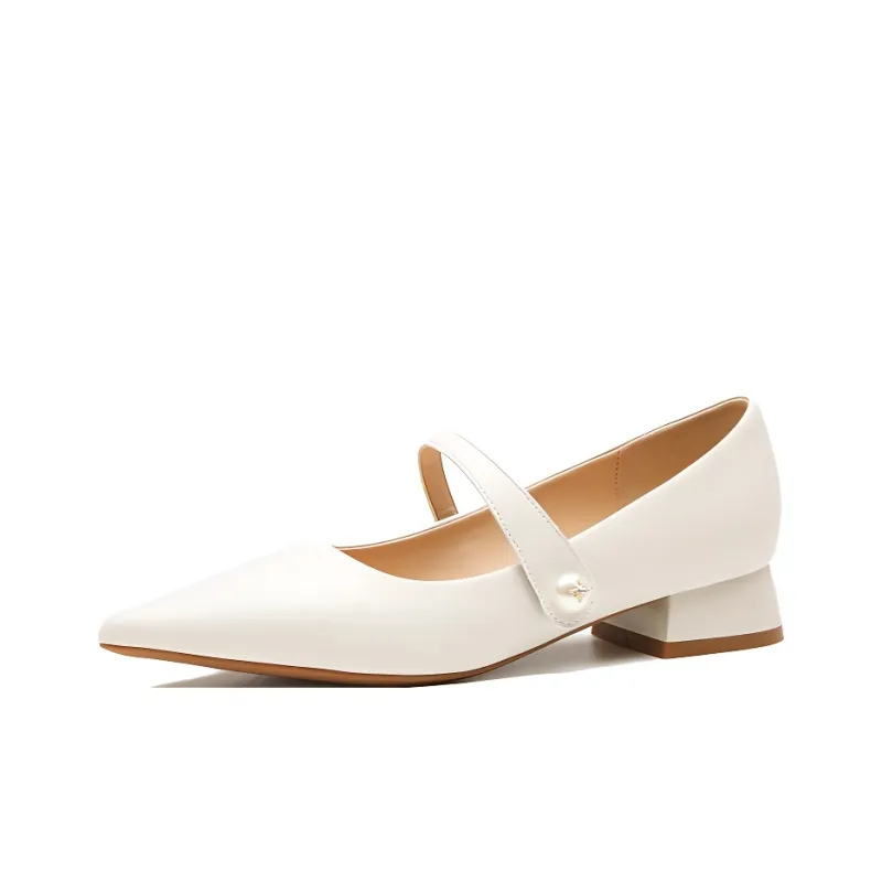 GOSO Chunky Heel High Heels 3CM Women's Ecru-0