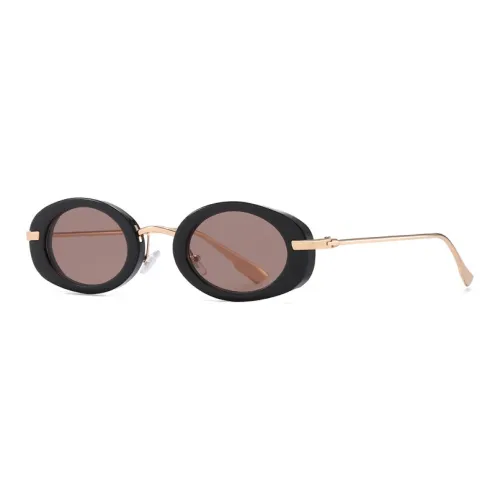 PRETTYALLUSION Metal Oval Sunglasses Women's