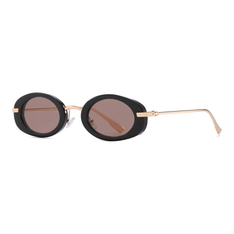 PRETTYALLUSION Metal Oval Sunglasses Women's-0
