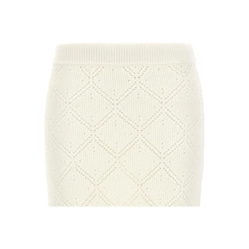MaxMara Studio Denim Long Skirts Women's White-3