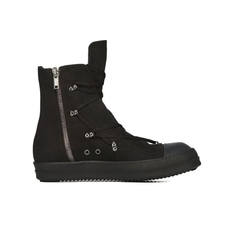 Rick Owens DRKSHDW Hexa High Top Canvas Shoes Men's Black-2