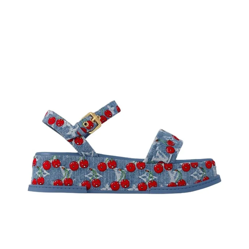 LOUIS VUITTON Cherry Maya Platform Sandal X Takashi Murakami Denim Women's-1