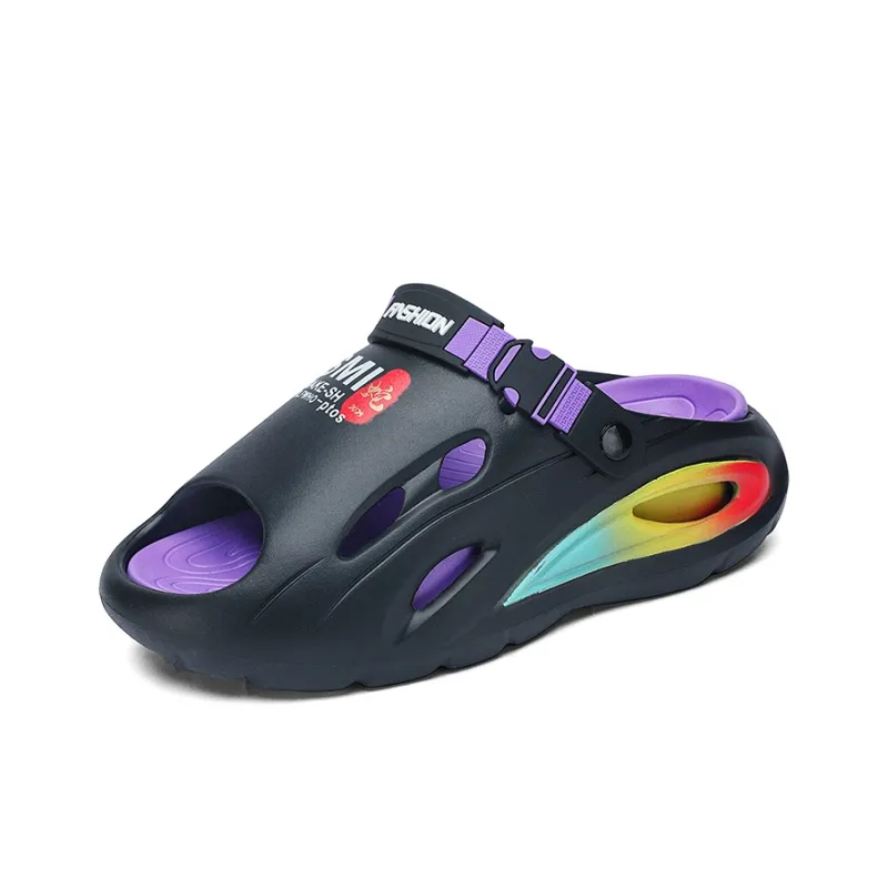 PAMASEN Beach Sandals Men Black Purple, Blue, Green, White Black-1