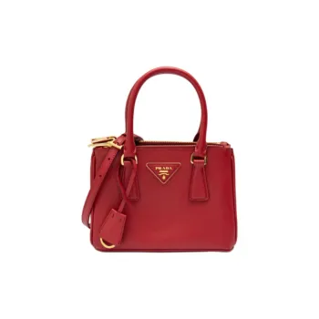PRADA Cow Leather Handbag Regular Unisex Red