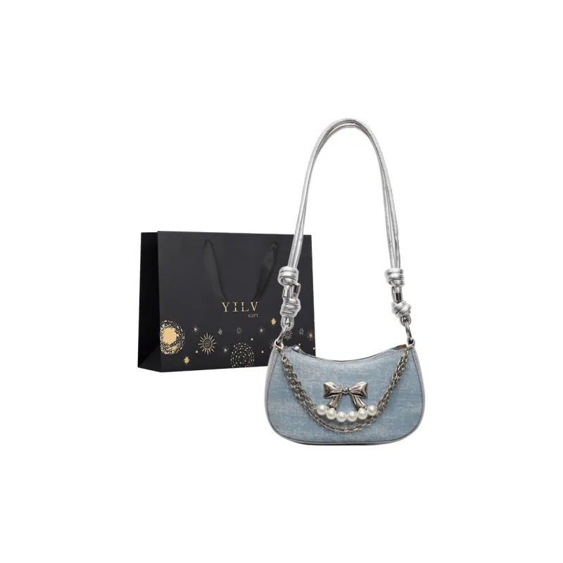 Yi Brigade Fabric Shoulder Bag Regular Women's Black/Royal Blue/Denim Blue/Sky Blue-12
