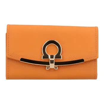 FERRAGAMO Cow Leather Key Pouch Clutch Wallet Women's Yellow