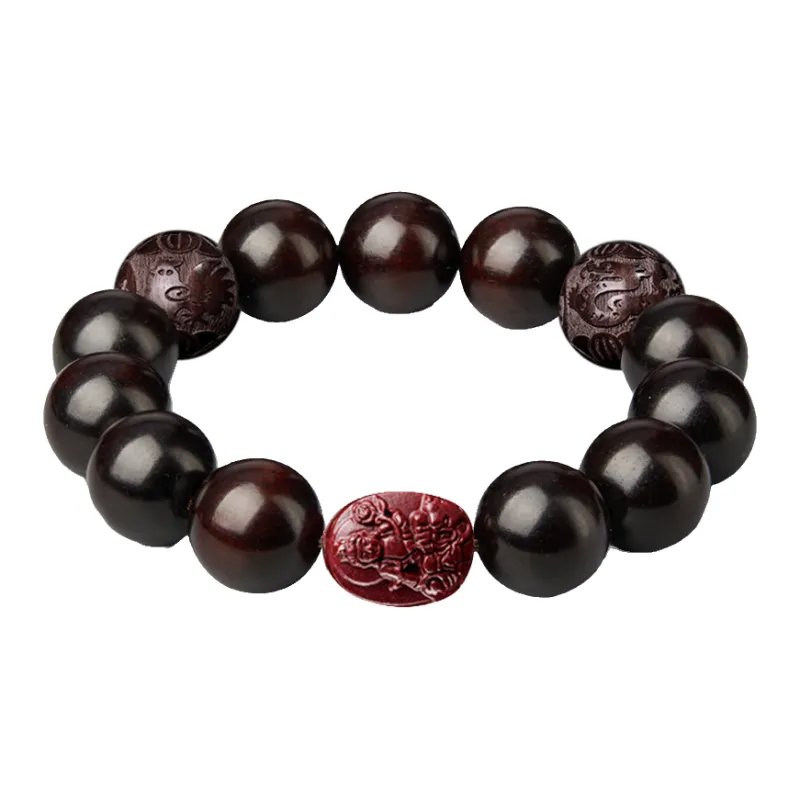 Moonstone Edge Small Leaf Red Sandalwood Bracelets Unisex-4