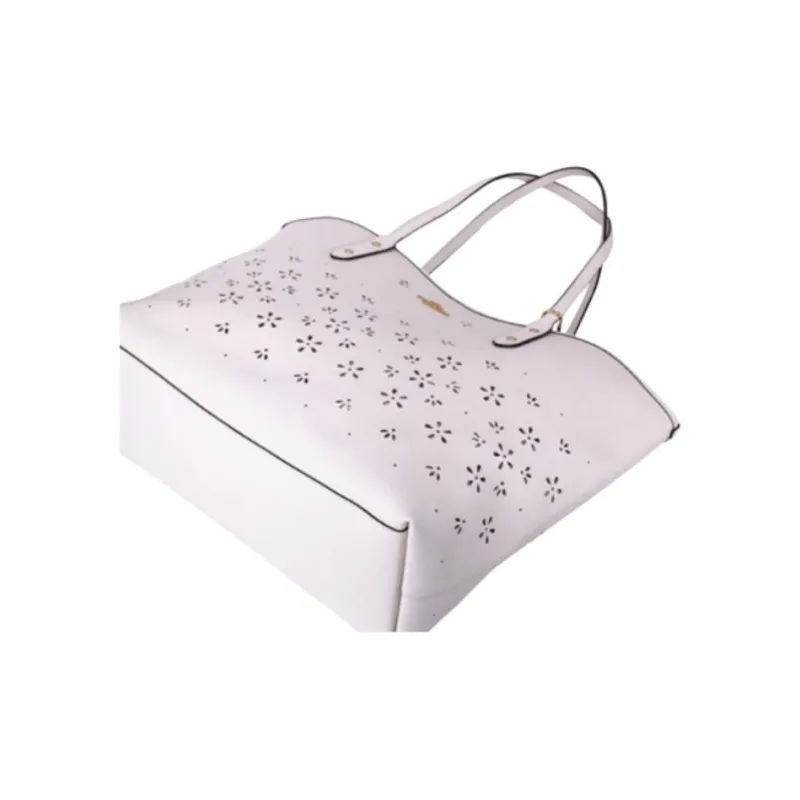 COACH Leather Tote Bag, Shopping Bag, Shoulder Bag Tubas Women's Glacier White-2