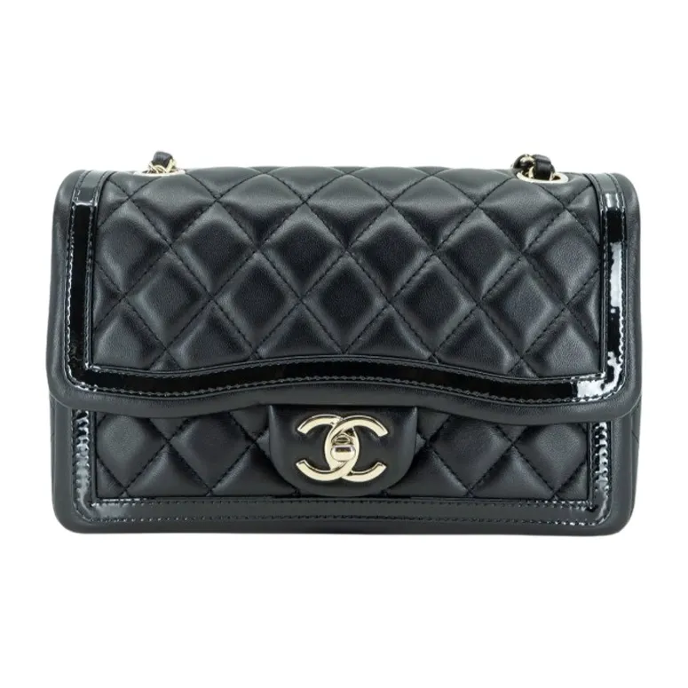 CHANEL Lambskin Shoulder Bag Mini Women's Gold & Black-0