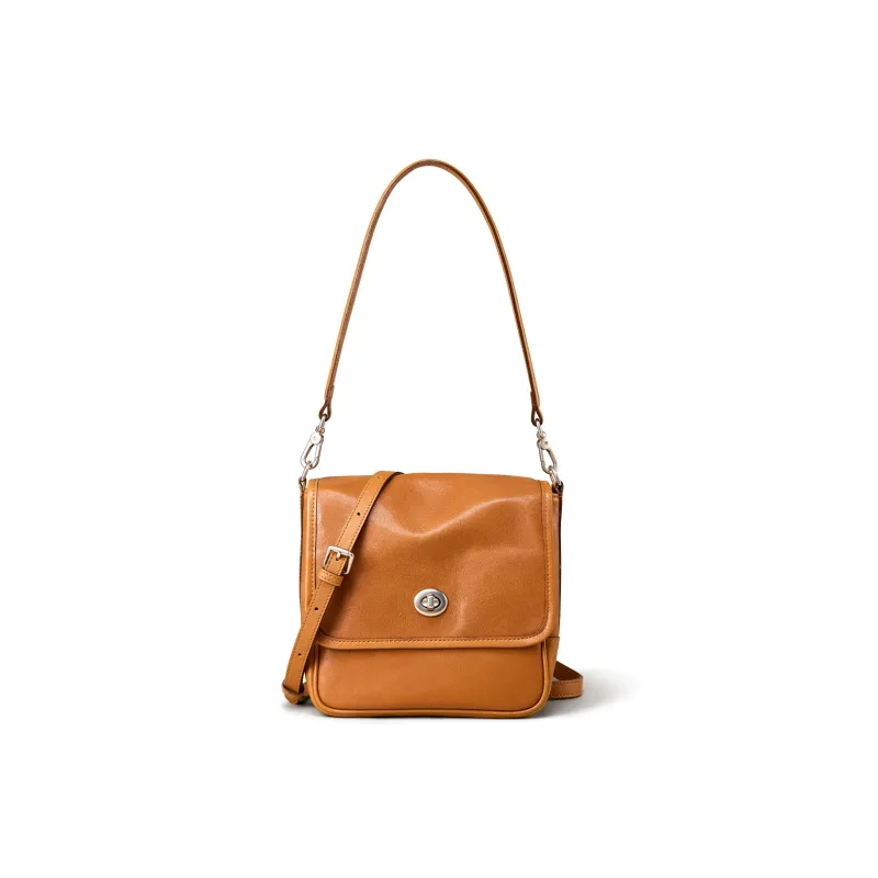 KAISER Top Grain Vegetable Tanned Cow Leather Crossbody Bag, Shoulder Bag Women's Sunset Yellow/Umber/Black-0