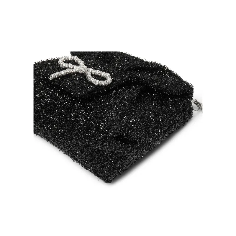 Staccato Fabric Messenger Bag, Shoulder Bag Women's Chanel Inspired Black-4