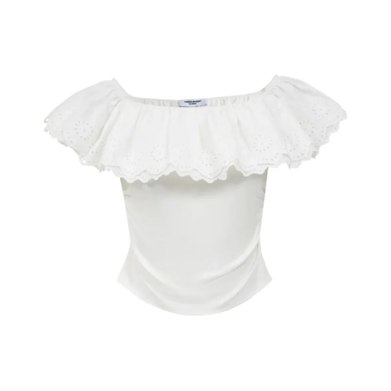 VERO MODA Crop Tops Women's Raw White-0