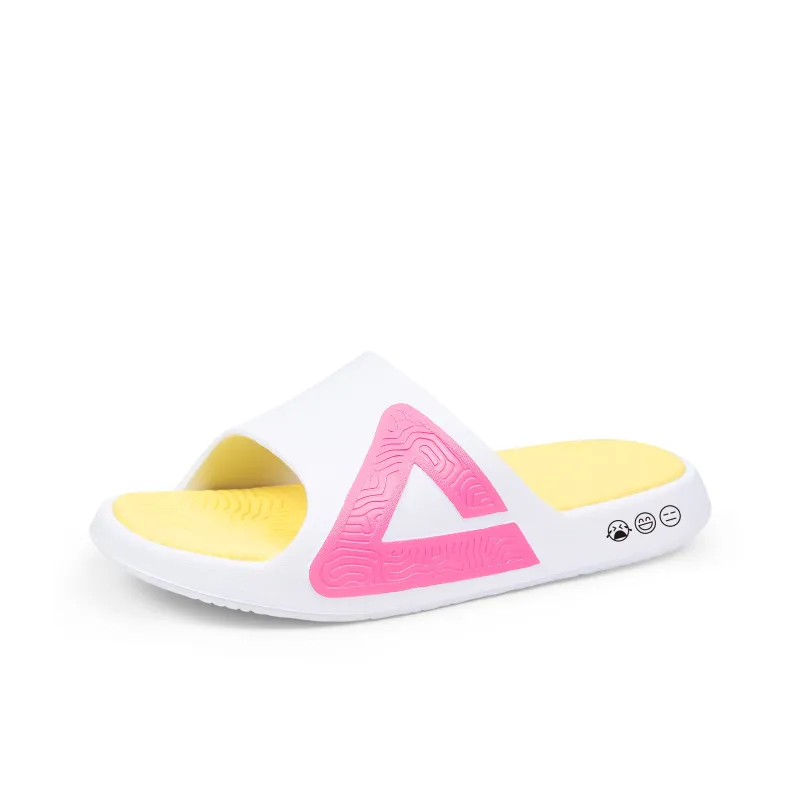 PEAK Tai Ji1.0 Quiet Slip Resistant Cushioning Slide Slippers Unisex White Pink Yellow-1