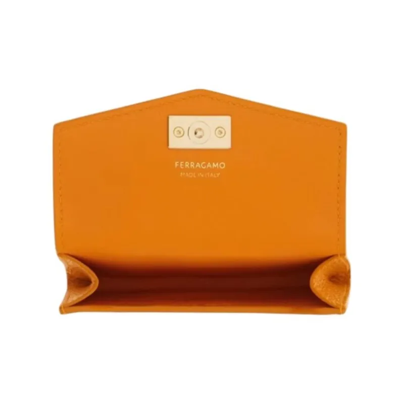 FERRAGAMO Cow Leather Card Holder Women's Ginger Yellow-2