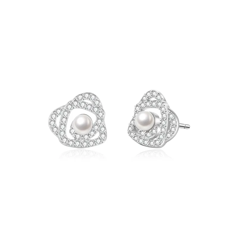 Lao Feng Xiang Pearl Stud Earrings Women's-0