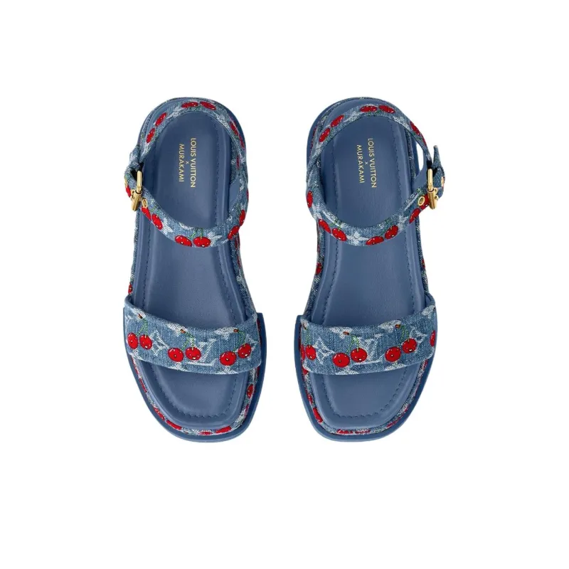 LOUIS VUITTON Cherry Maya Platform Sandal X Takashi Murakami Denim Women's-3
