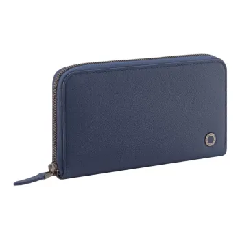 BVLGARI Calfskin Wallet Tubas Men's Blue & Green