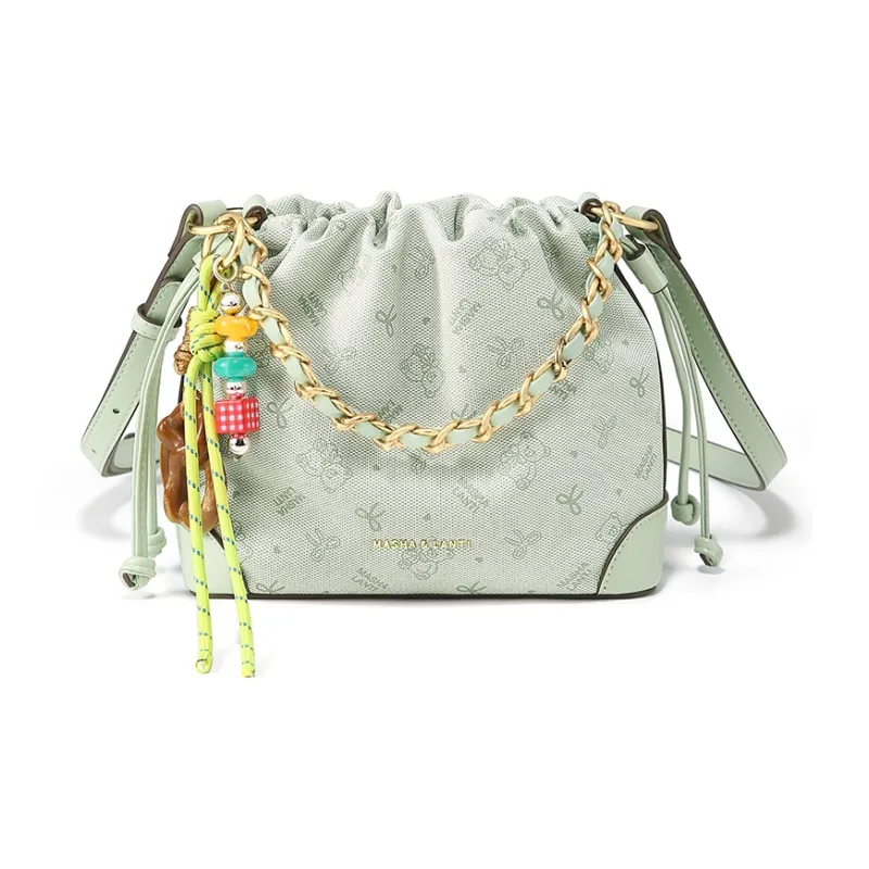 MashaLanti PVC With Synthetic Leather Shoulder Bag Women's Wuzhi Green/Apricot-0