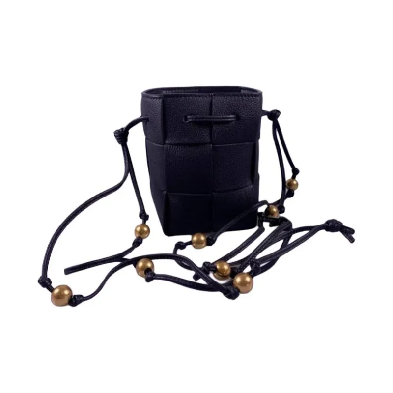Bottega Veneta Calfskin Bucket Bag, Crossbody Bag, Shoulder Bag Mini Women's Black-5
