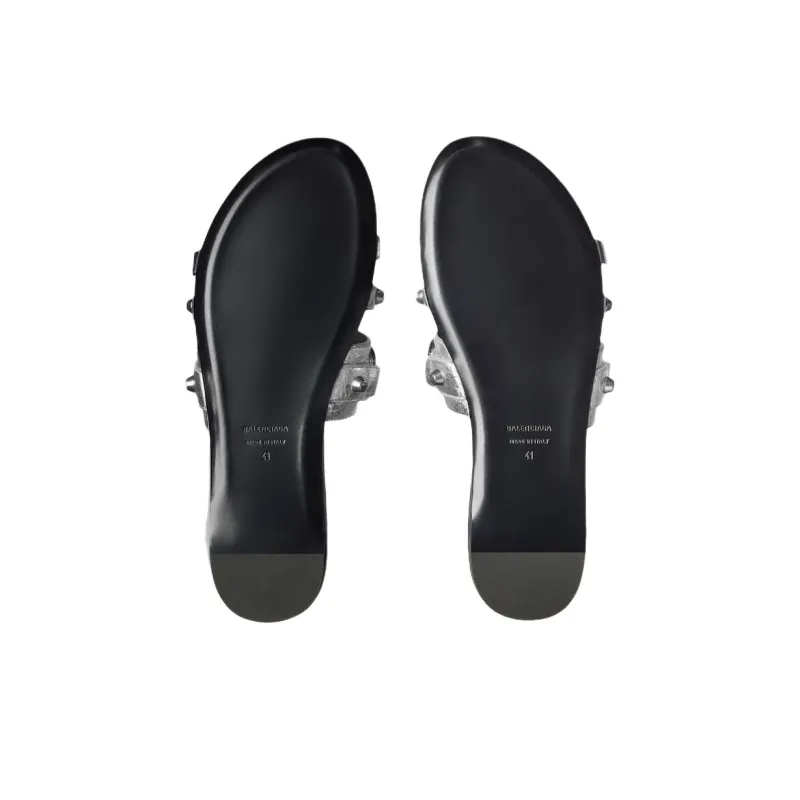Balenciaga Slide Slippers Women's Silver-6
