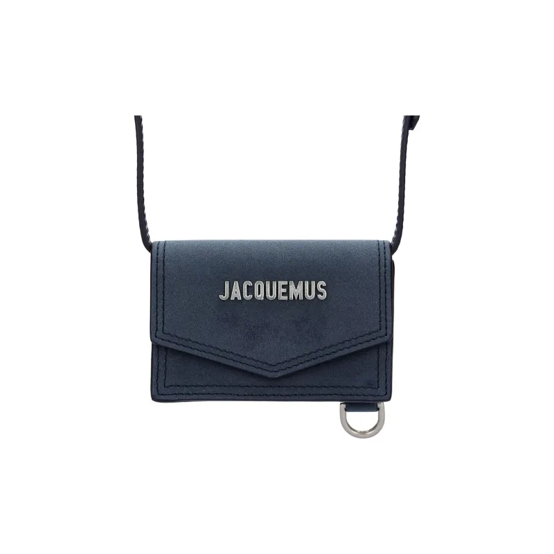 Jacquemus Cow Leather Shoulder Bag Crossbody Bag Card Holder Wallet Men's Blue-0