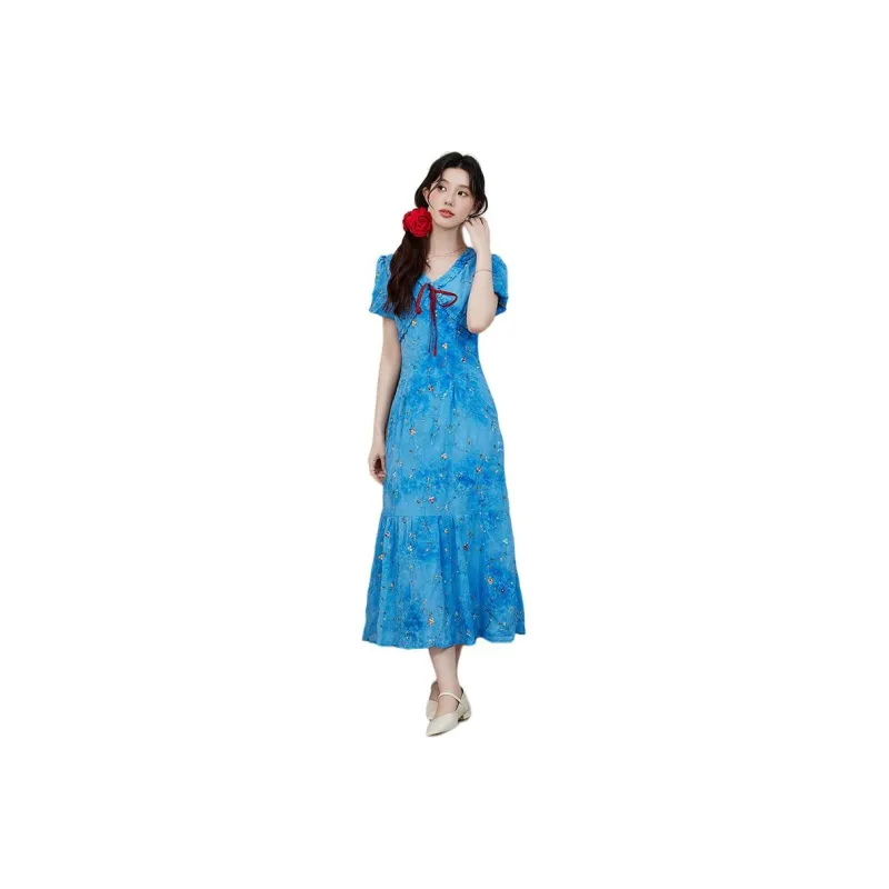 Mm Short Sleeved Dresses Women's Blue-0