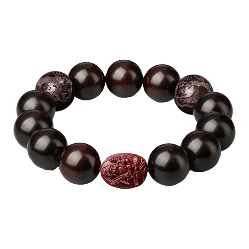 Moonstone Edge Small Leaf Red Sandalwood Bracelets Unisex-1
