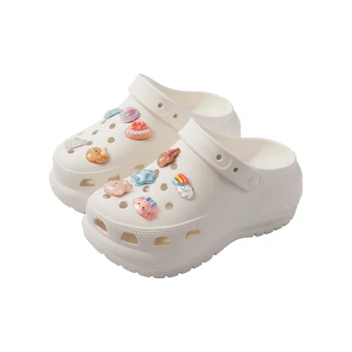 Warm Edge Fashion Closed Toe Slippers For Women's Summer Girlish Thick Sole Height Increasing Cartoon Cute Clogs Office