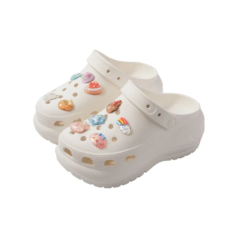 Warm Edge Fashion Closed Toe Slippers For Women's Summer Girlish Thick Sole Height Increasing Cartoon Cute Clogs Office-0