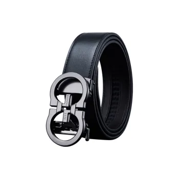 ELLE HOMME Top Grain Cow Leather Belts Men's Black Width 3.5cm