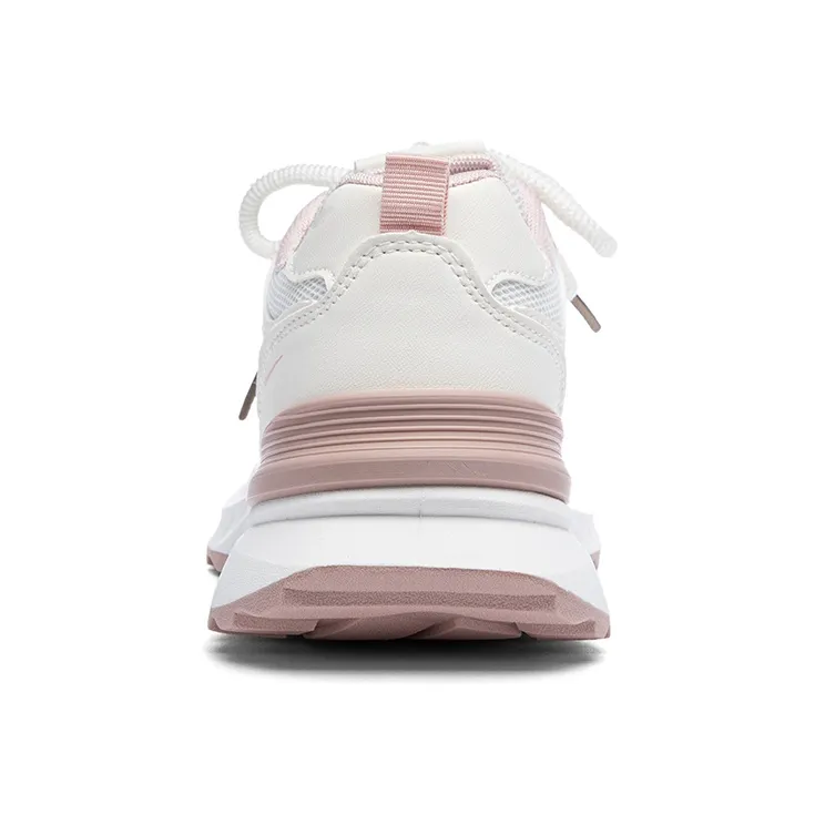 RENBEN Shock Absorbers Slip Resistant Breathable Low Top Casual Shoes Women's Pink White-3