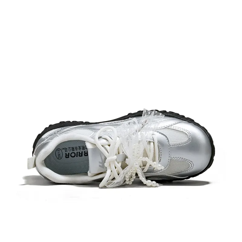 Warrior Low Top Trendy Sneakers & Casual Shoes, Casual Shoes Women's Silver Beige-3