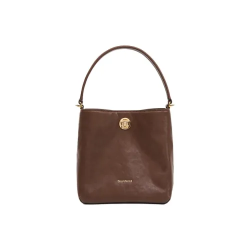 SHANSHUIJI Head Leather Bucket Bag Handbag Women's Python Print Brown
