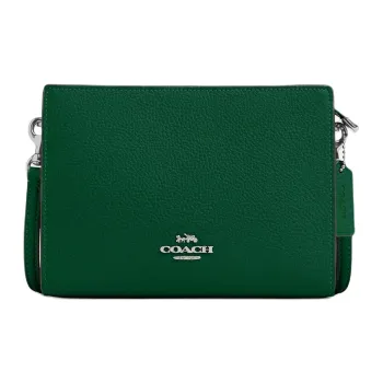 COACH Slim Crossbody Pebble Leather Shoulder Bag Trumpets Women's Green
