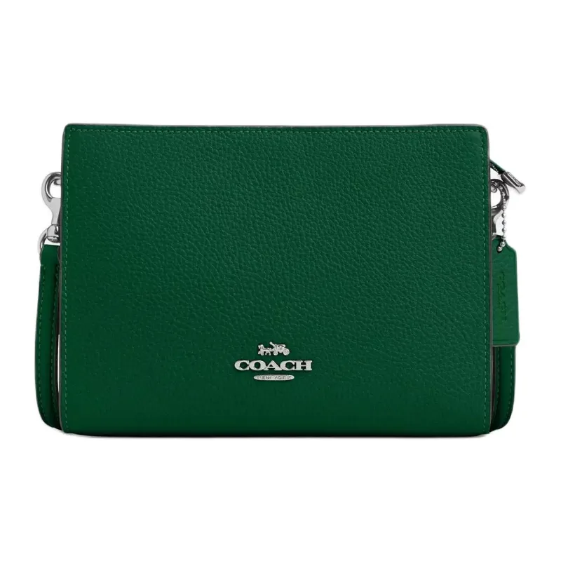 COACH Slim Crossbody Pebble Leather Shoulder Bag Trumpets Women's Green-0